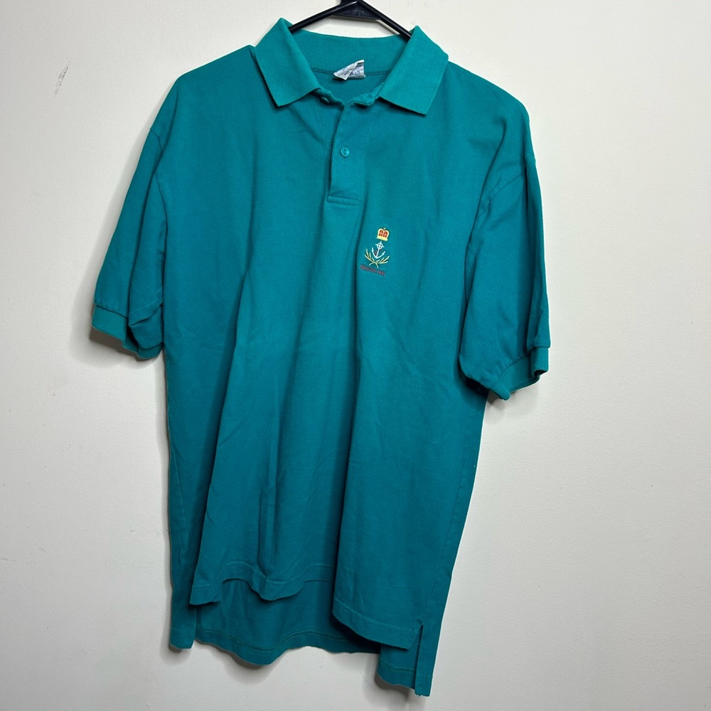 Vintage Bermuda Polo Shirt Teal Embroidered Logo